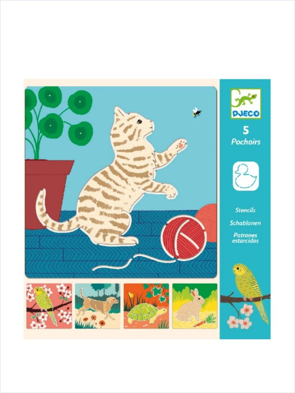 Djeco Cute Companions Pets Stencils (MULTILINGUAL) 5+ New Sealed Add-on Item
